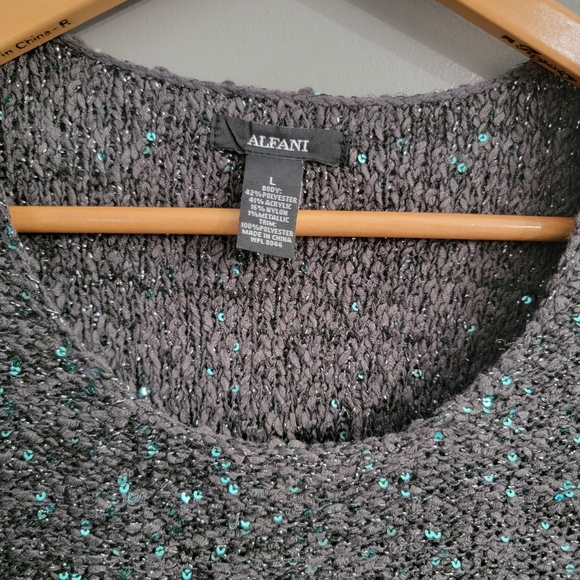 Alfani Sequined Sweater with chiffon trim - Picture 2 of 4